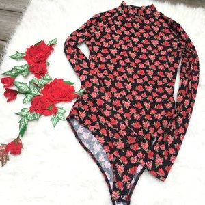 Ribbed Knit Floral Bodysuit.